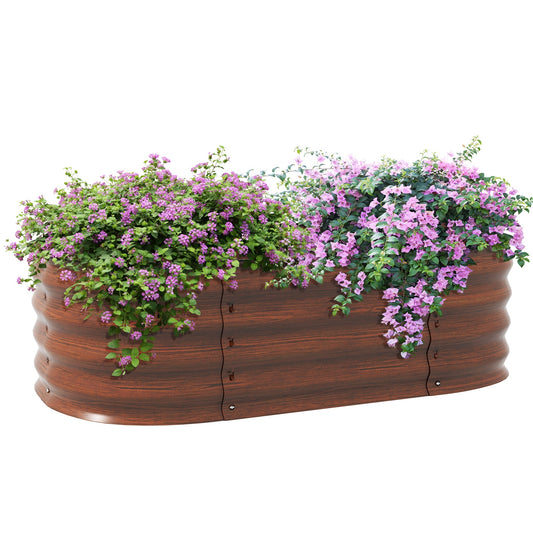 Outsunny 3.5' x 2' x 1' Galvanized Raised Garden Bed Kit, Outdoor Metal Elevated Planter Box with Safety Edging, Easy DIY Stock Tank for Growing Flowers, Herbs & Vegetables, Brown