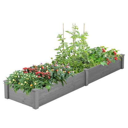 Over Ground Raised Garden Bed, Large Long Planter Box, Tool-Free Assembly, Gray, Solid Wood, 96x28x10 inches