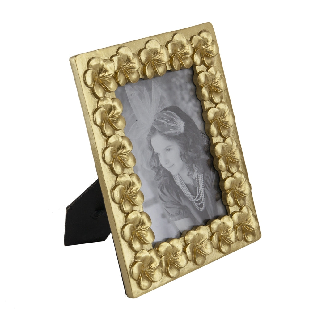 7.5x9.5' Vintage Gold Photo Frame with Flower Design
