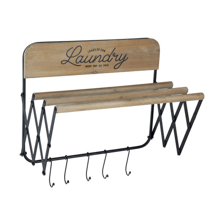 20x14x20' Laundry Rack with Accordion Design, Brown and Black